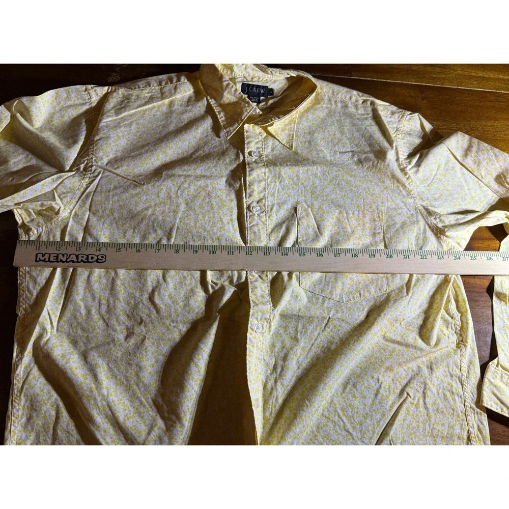 J. Crew Button Down Shirt Men's L Long Sleeve Floral Yellow White Classic Preppy